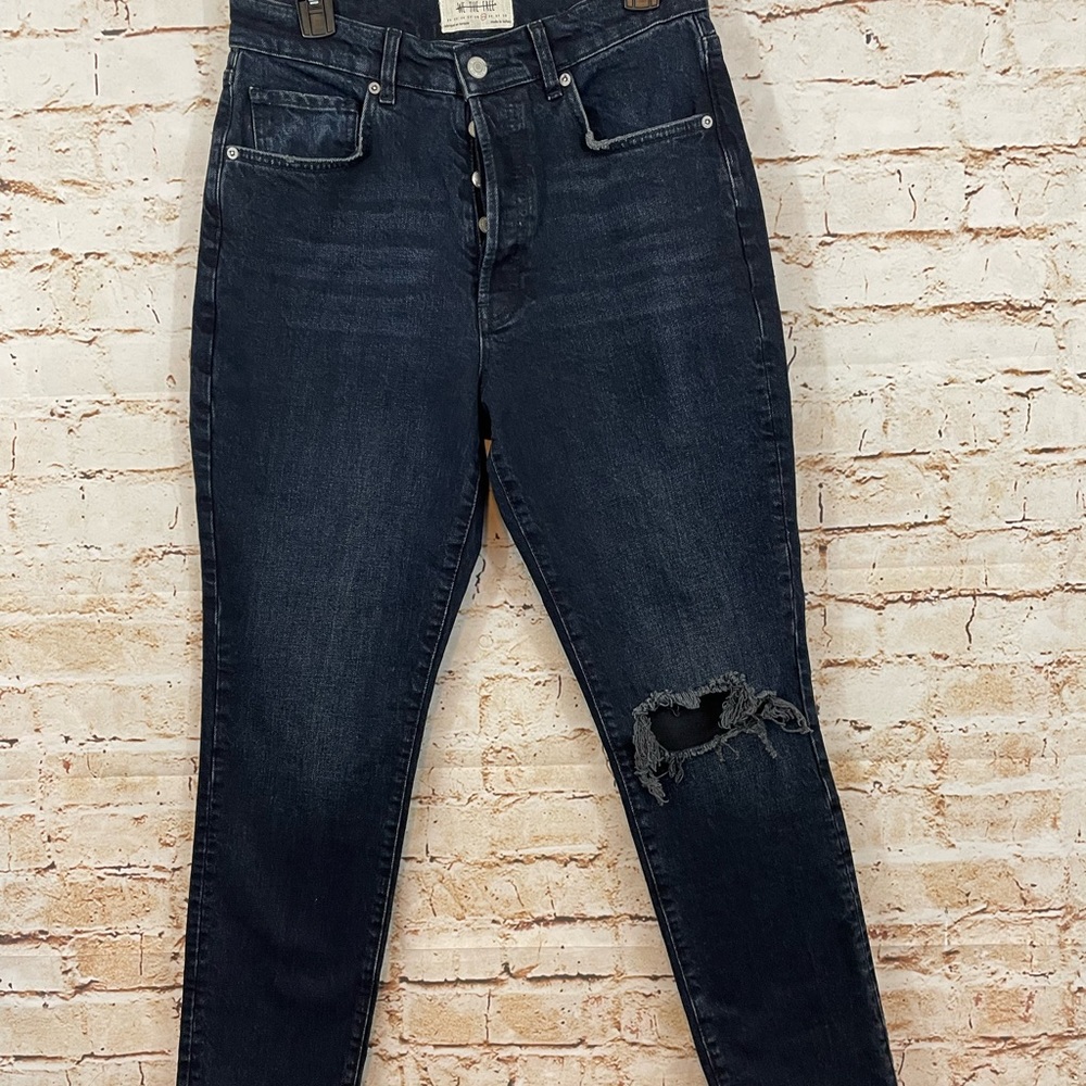 We the Free People womens 29 jeans Stella High Rise Skinny Distress Button Fly